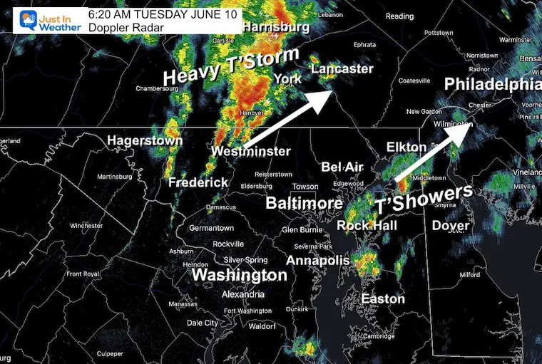June 10 weather storm radar Tuesday Morning