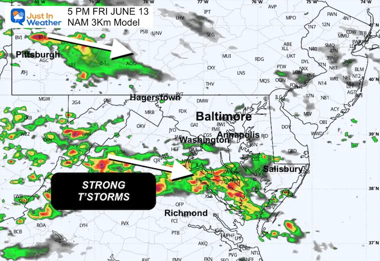 June 12 weather forecast radar Friday afternoon