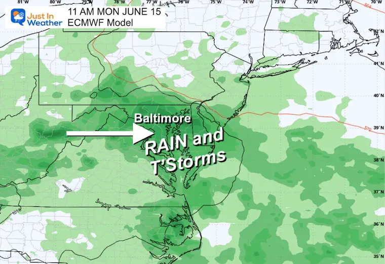 June 12 weather forecast rain storm Monday