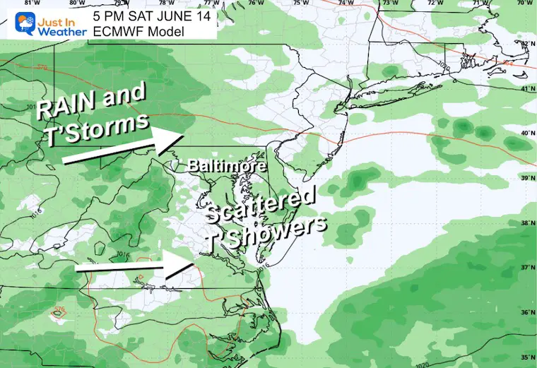 June 12 weather forecast rain storm Saturday afternoon