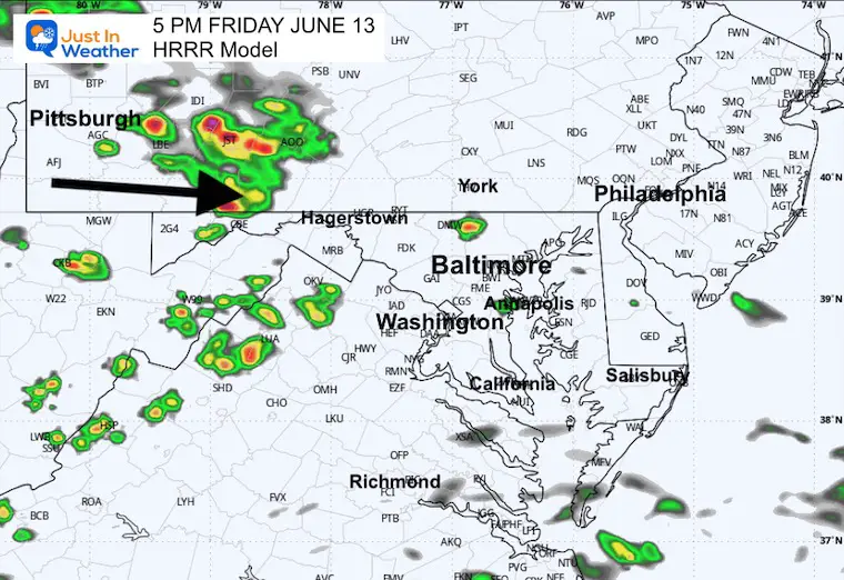 June 13 weather storm radar forecast 5 PM