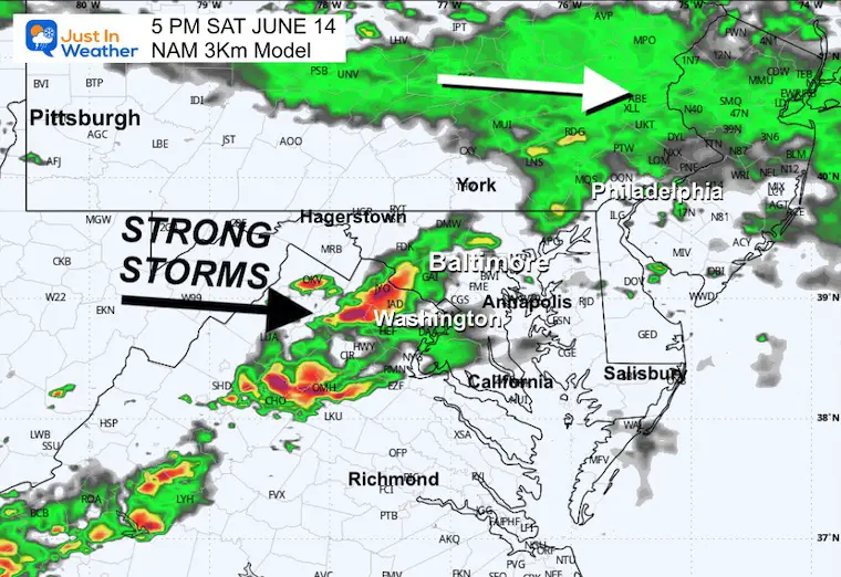 June 13 weather rain storm radar Saturday afternoon