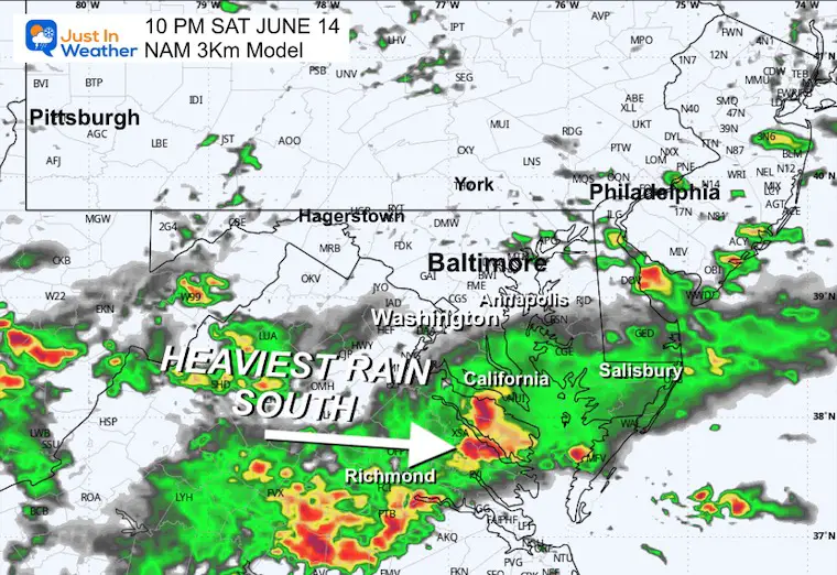 June 13 weather rain storm radar Saturday night