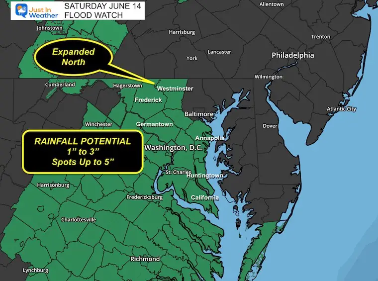 June 14 weather Flood Watch Saturday