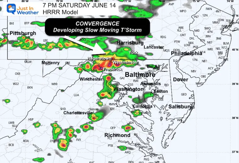 June 14 weather storm Saturday evening radar forecast