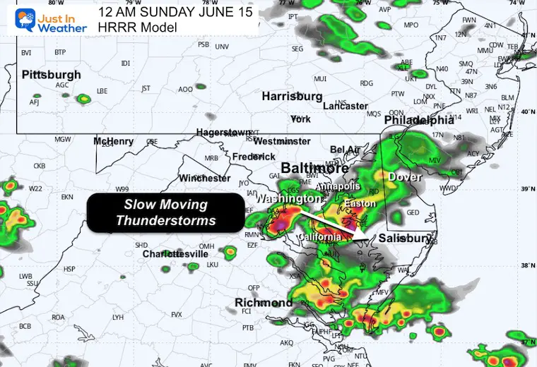 June 14 weather storm forecast radar Sunday midnight