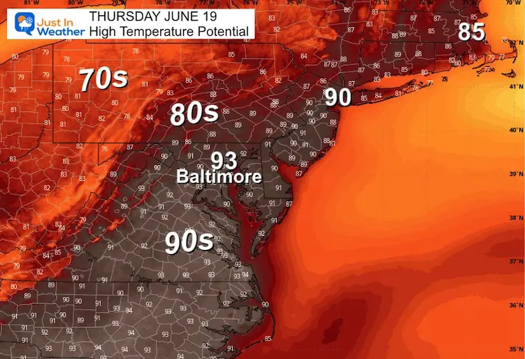 June 14 weather temperatures heat Thursday