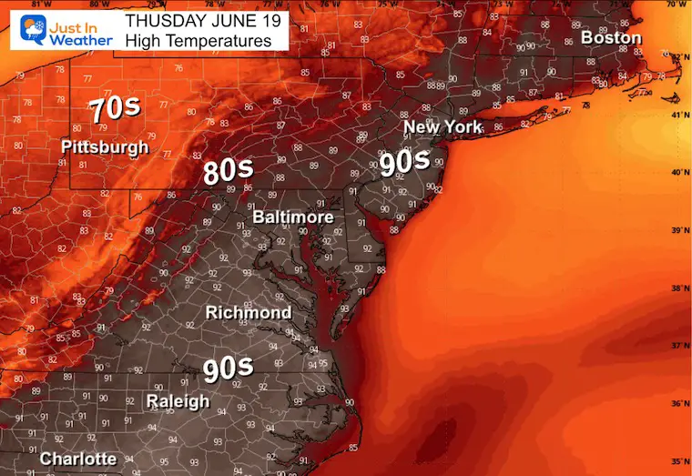 June 15 weather temperatures Thursday