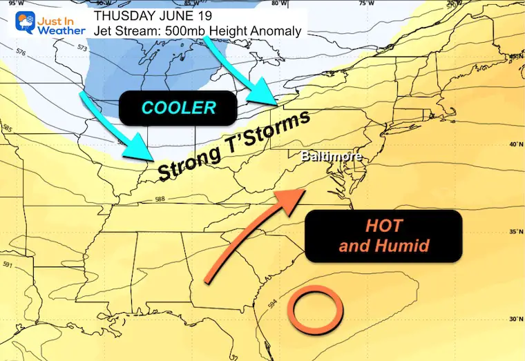 June 15 weather jet stream heat wave Thursday