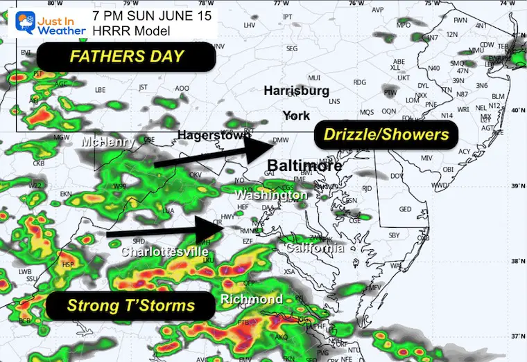June 15 weather rain Sunday evening