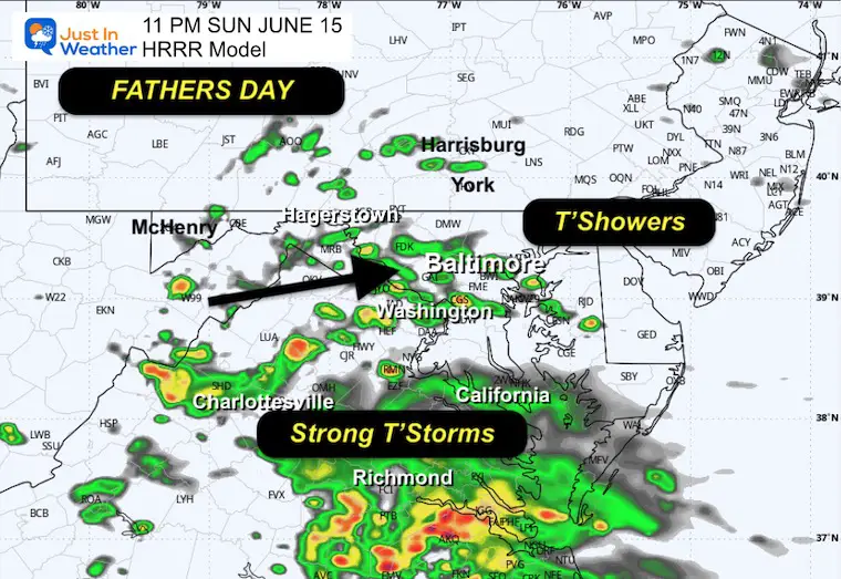 June 15 weather rain Sunday night