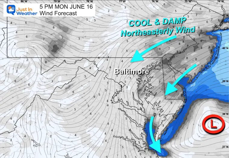 June 15 weather wind Monday afternoon