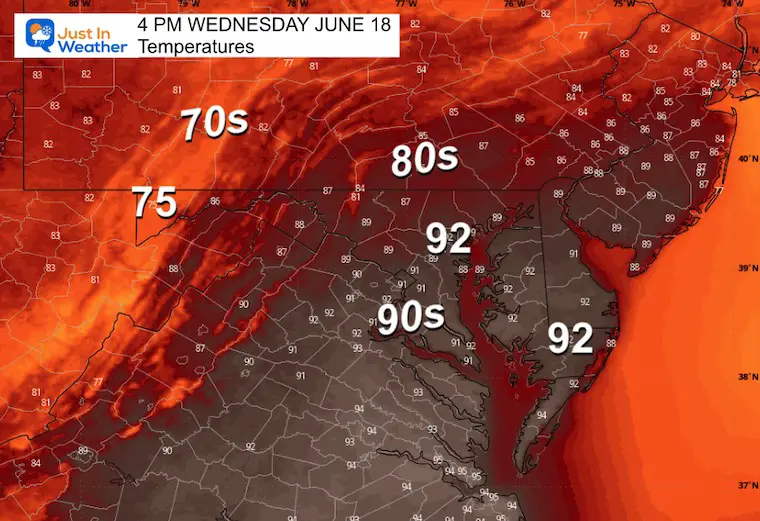 June 17 weather temperatures Wednesday afternoon