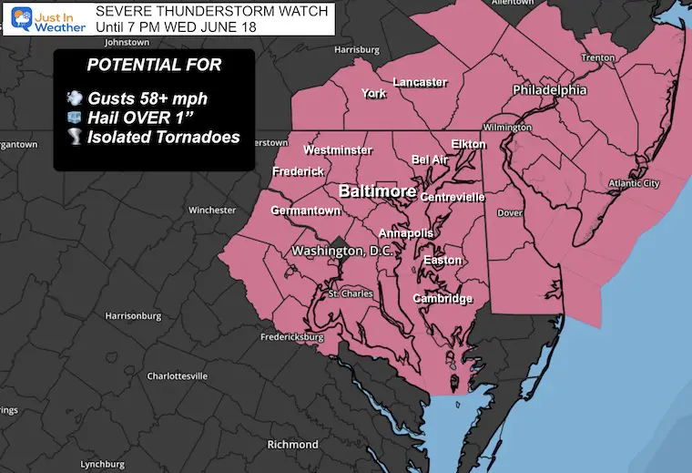 June 18 Severe Thunderstorm Watch Wednesday
