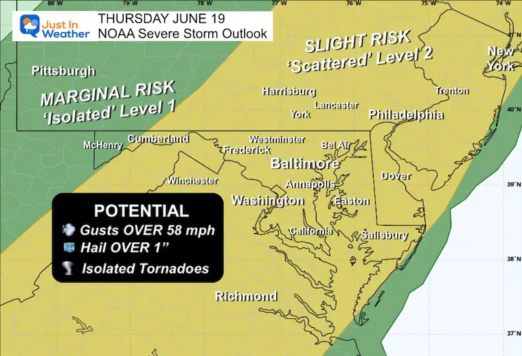 June 18 wether NOAA Severe Storm Risk Thursday