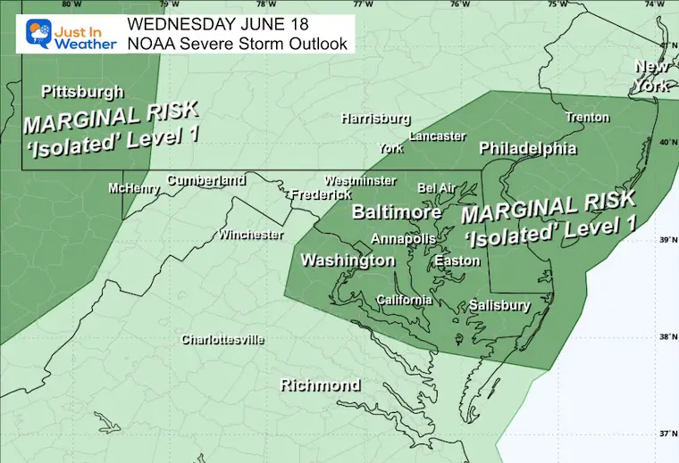 June 18 wether NOAA Severe Storm Risk Wednesday