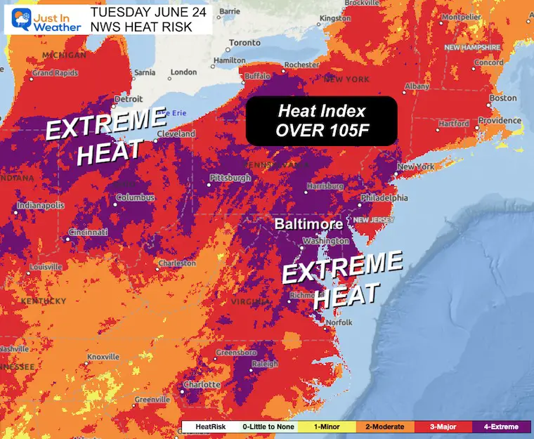 June 18 Extreme Heat Risk Tuesday