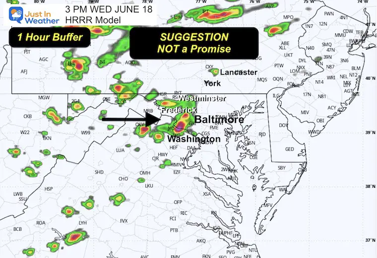 June 18 storm radar update HRRR Wednesday 3 PM