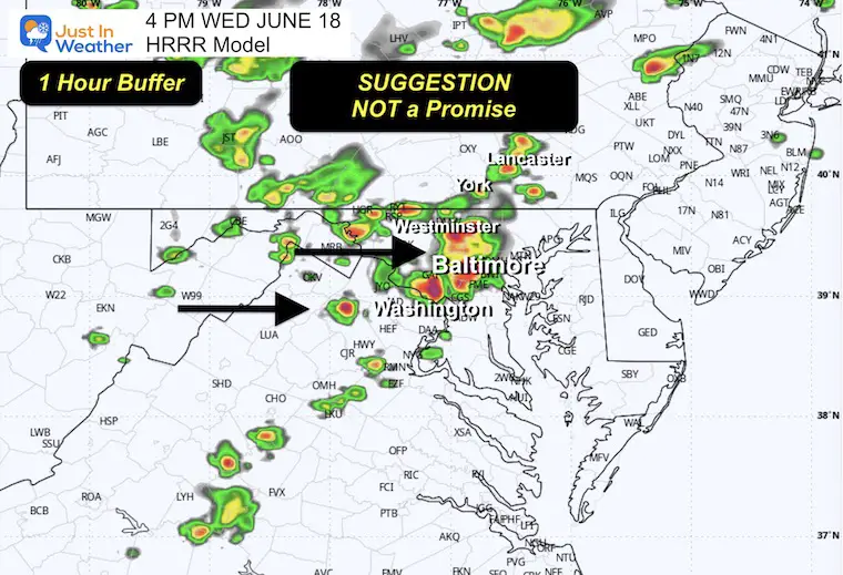 June 18 storm radar update HRRR Wednesday 4 PM
