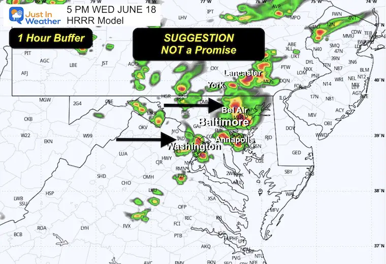 June 18 storm radar update HRRR Wednesday 5 PM