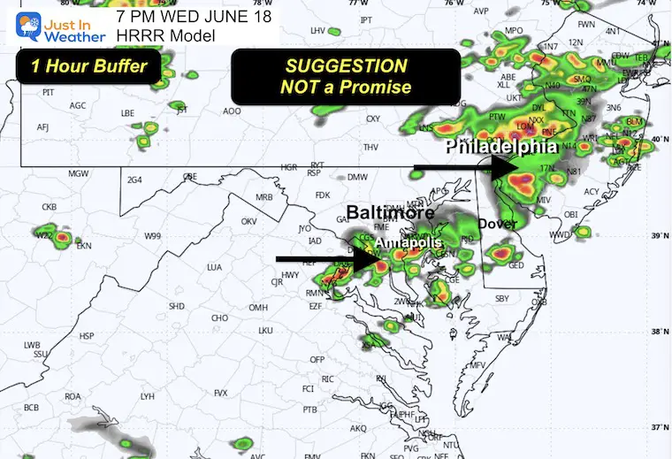 June 18 storm radar update HRRR Wednesday 7 PM