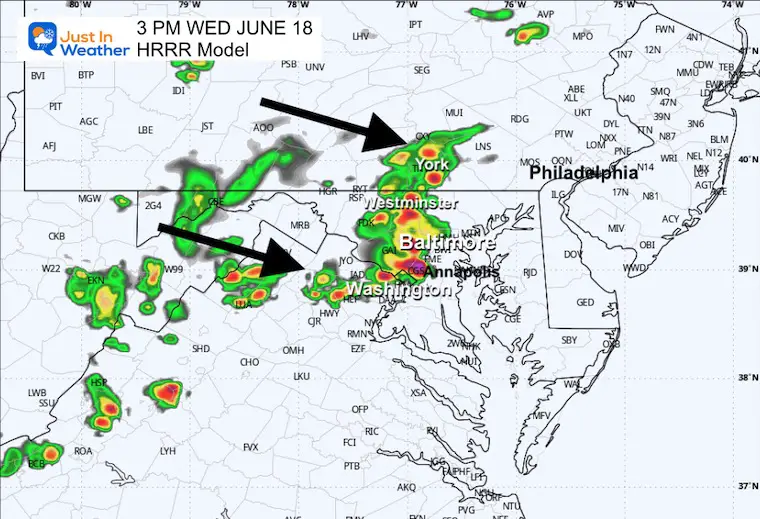 June 18 weather storm radar Wednesday 3 PM
