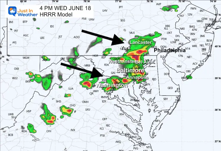 June 18 weather storm radar Wednesday 4 PM