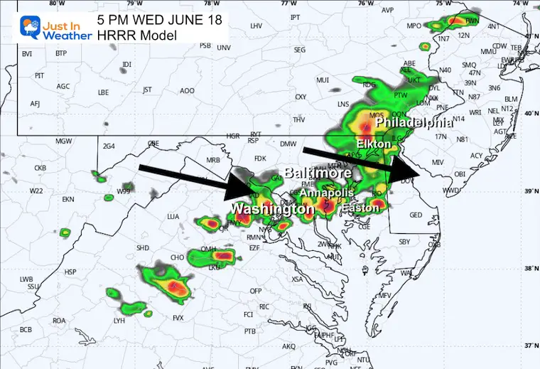 June 18 weather storm radar Wednesday 5 PM