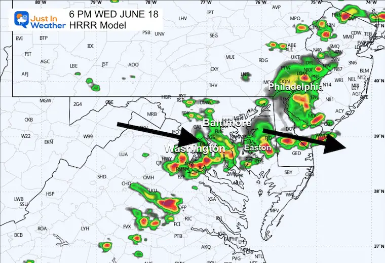 June 18 weather storm radar Wednesday 6 PM