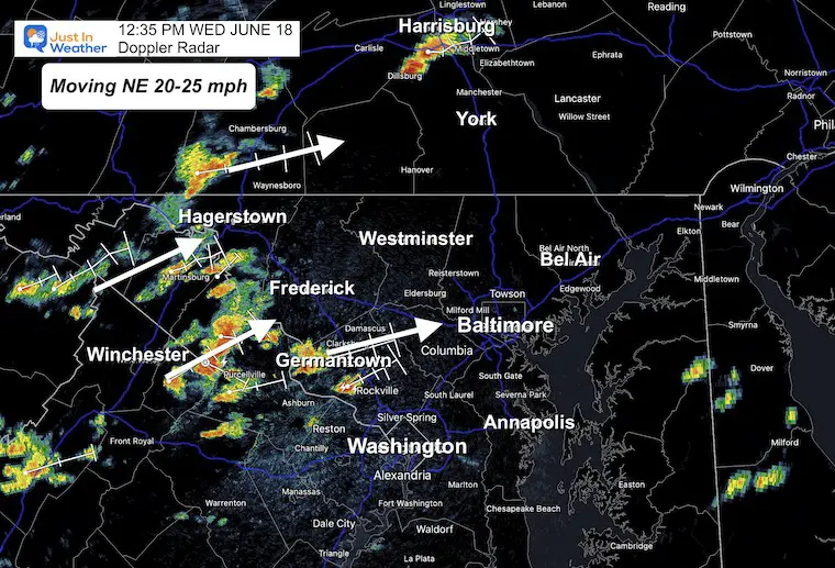 June 18 weather storm radar Wednesday afternoon