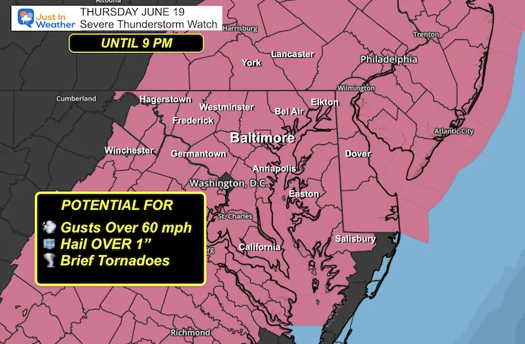 June 19 Severe Thunderstorm Watch Thursday