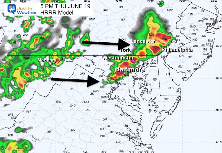 June 19 weather storm forecast radar 5 PM