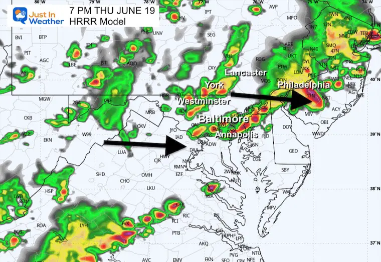 June 19 weather storm forecast radar 7 PM