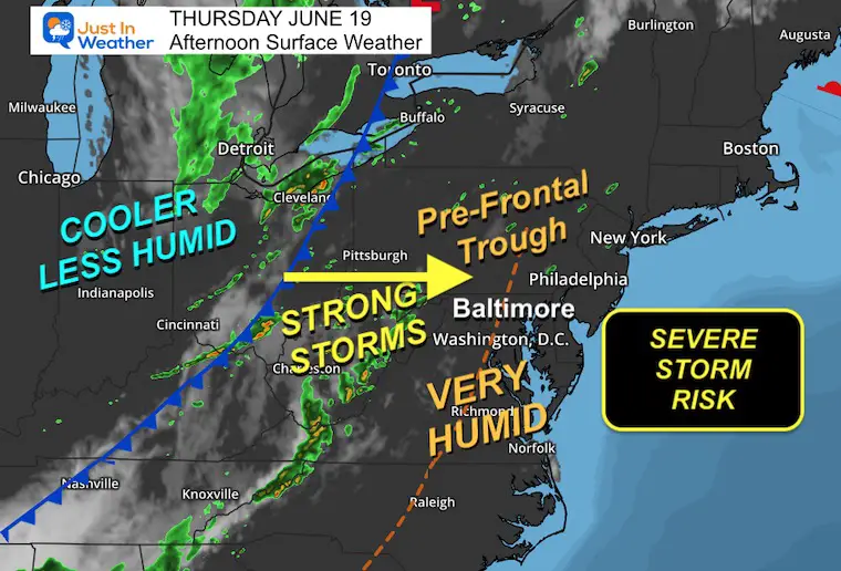 June 19 weather storm map Thursday afternoon