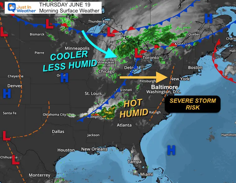 June 19 weather storm map Thursday morning