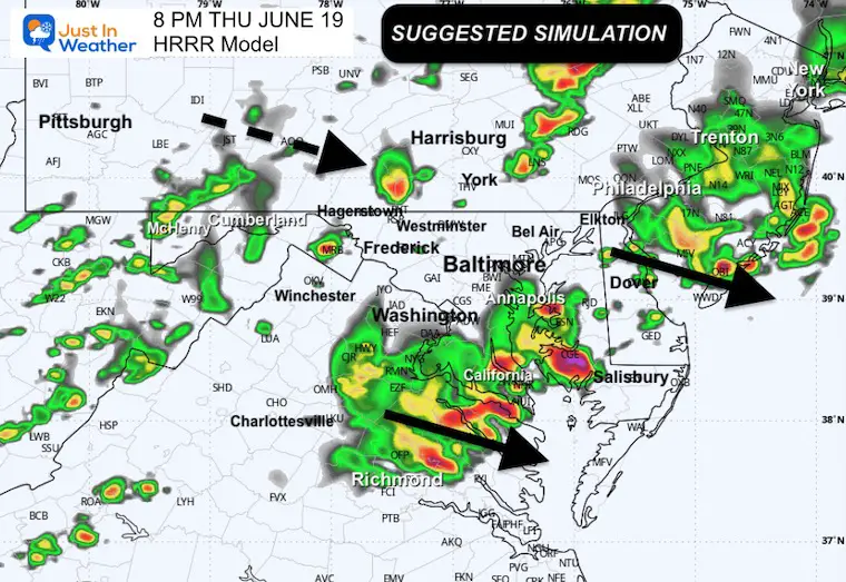 June 19 weather temperatures Thursday 8 PM