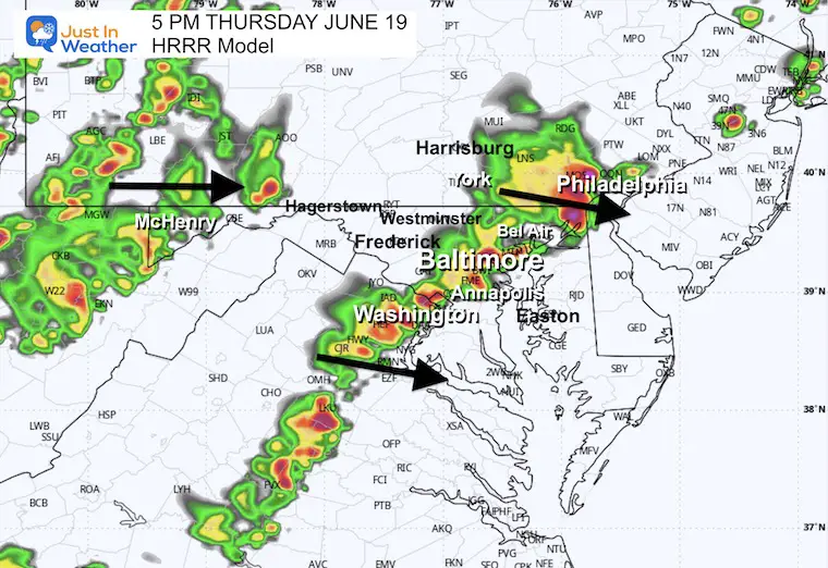 June 19 weather storm radar forecast 5 PM