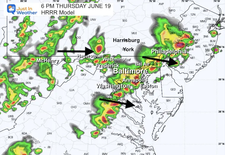June 19 weather storm radar forecast 6 PM