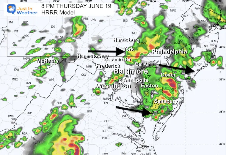 June 19 weather storm radar forecast 8 PM