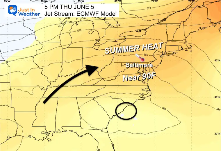 June 2 weather forecast jet stream Thursday