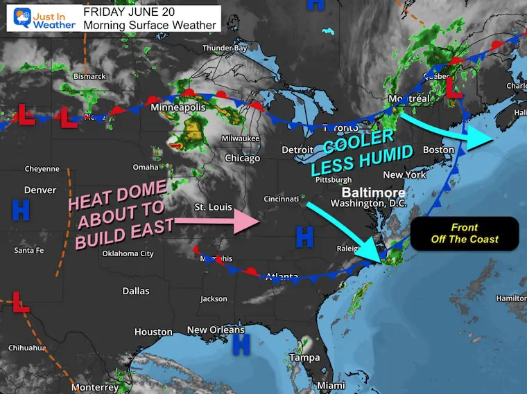 June 20 weather map Friday morning