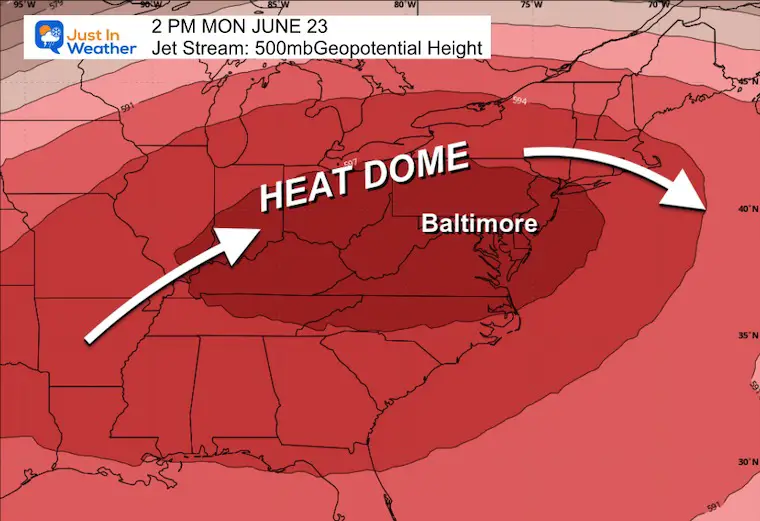 June 20 jet stream heat dome forecast Monday