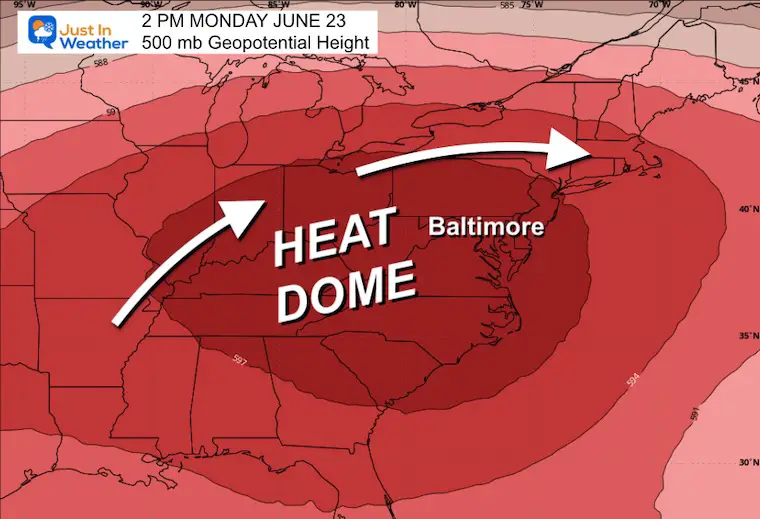 June 21 weather heat dome Monday