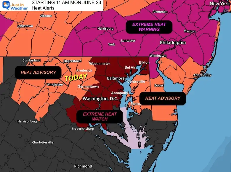 June 22 Extreme Heat Watch Warning