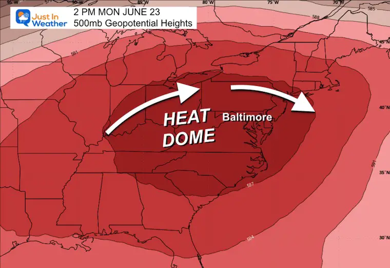 June 22 weather forecast heat dome forecast jet stream Monday