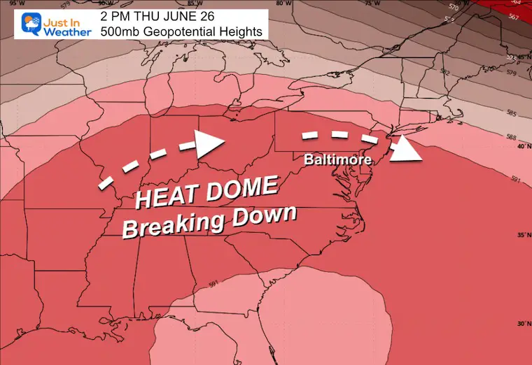 June 22 weather forecast heat dome forecast jet stream Thursday