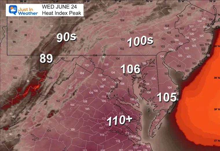 June 22 weather temperatures Wednesday afternoon