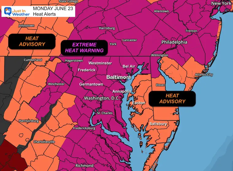 June 23 Extreme Heat Warning Monday