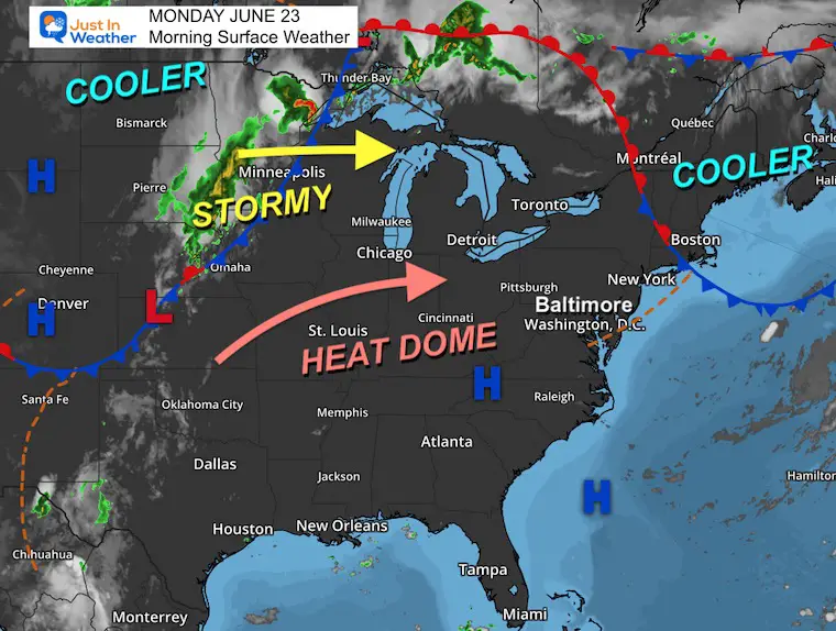 June 23 weather Monday morning