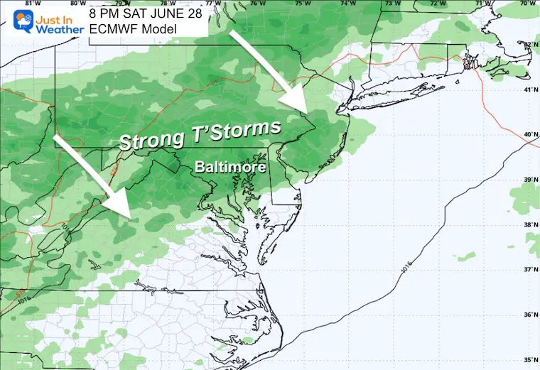 June 23 weather storm forecast Saturday